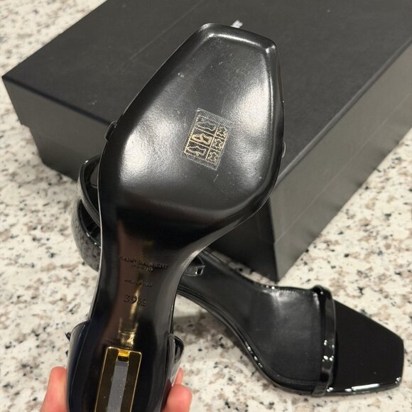 Saint Laurent Opyum Sandals Ld-tone YSL Logo Heel - Picture 5 of 5